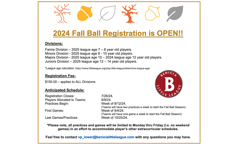 2024 Fall Ball Registration is OPEN!