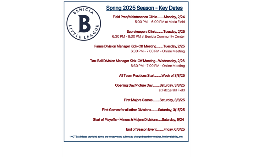 2025 Spring Key Dates